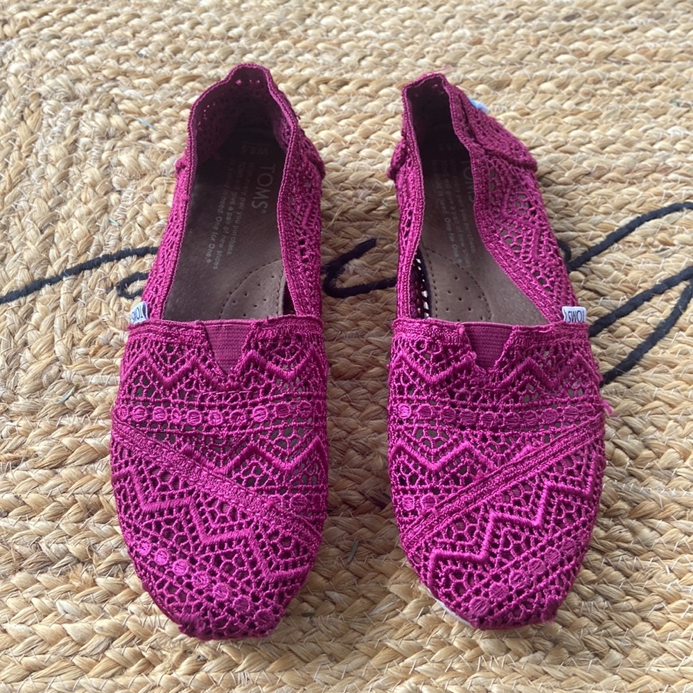 Pink Moroccan Crochet Tom Flats